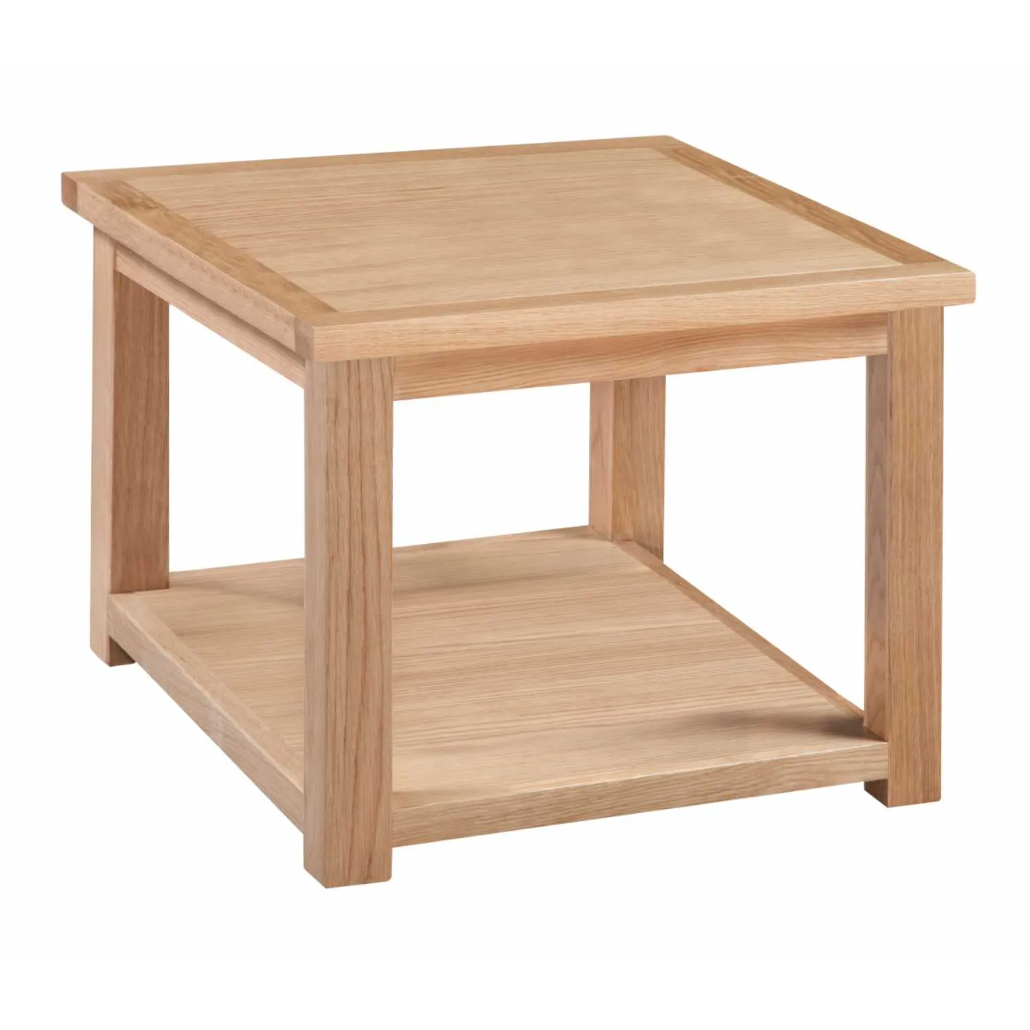 Oak Square Occasional Lamp Table With Open Shelf Base Moderna Collection