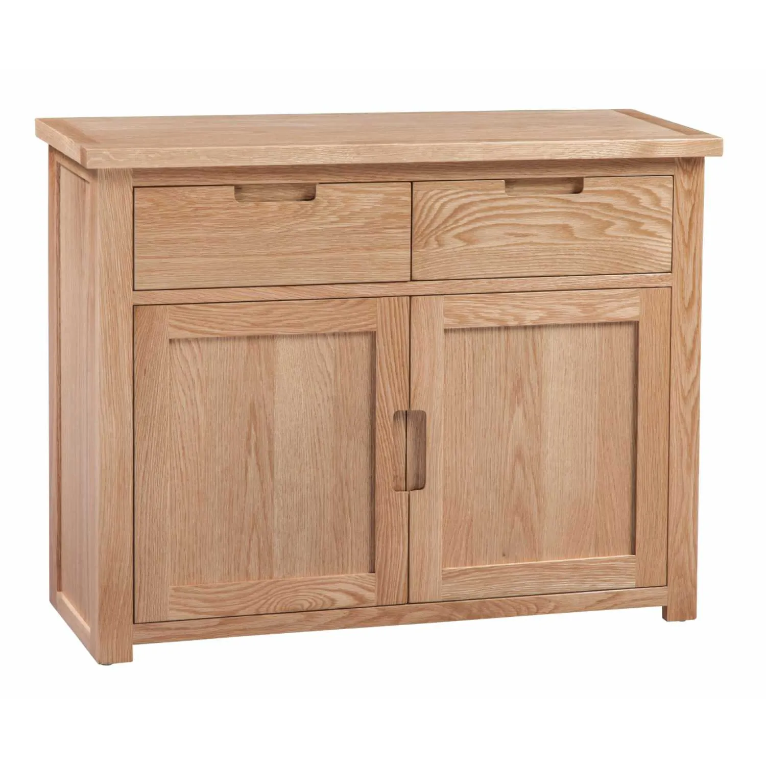 Light Oak Small Sideboard Cabinet With Shelf 2 Drawers 2 Doors Moderna Collection