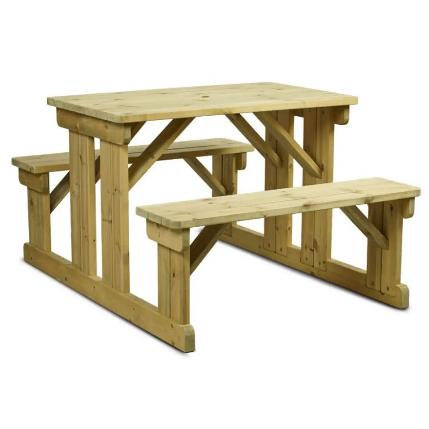 Walk In Picnic 6 Seater Fixed Wooden Bench Set