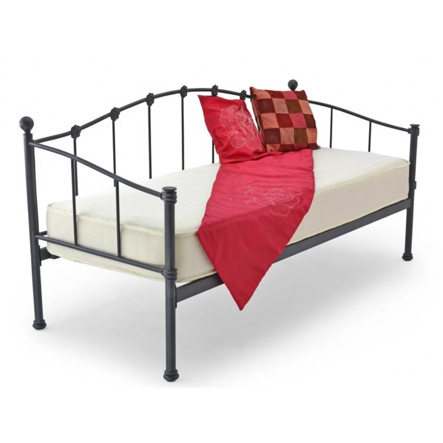 Black Painted Metal 2ft 6 Day Bed with Underbed Trundle Option