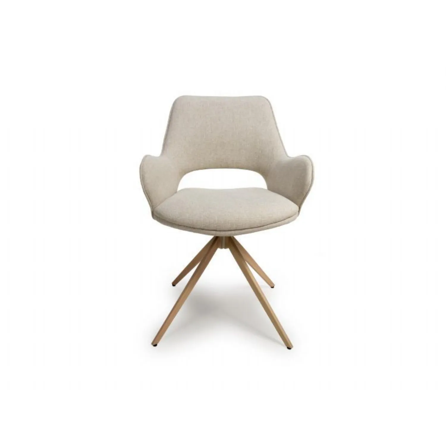 Natural Beige Cream Fabric 360 Degree Swivel Dining Chair