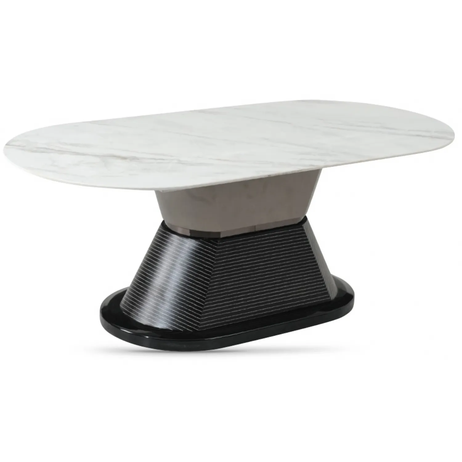 White Sintered Stone and Champagne Base Coffee Table