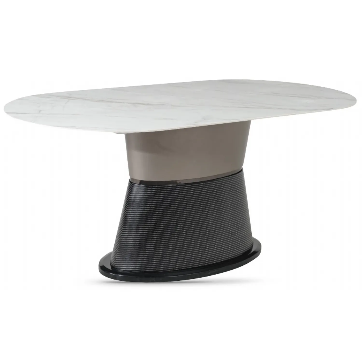 White Sintered Stone and Champagne Base 180cm Dining Table