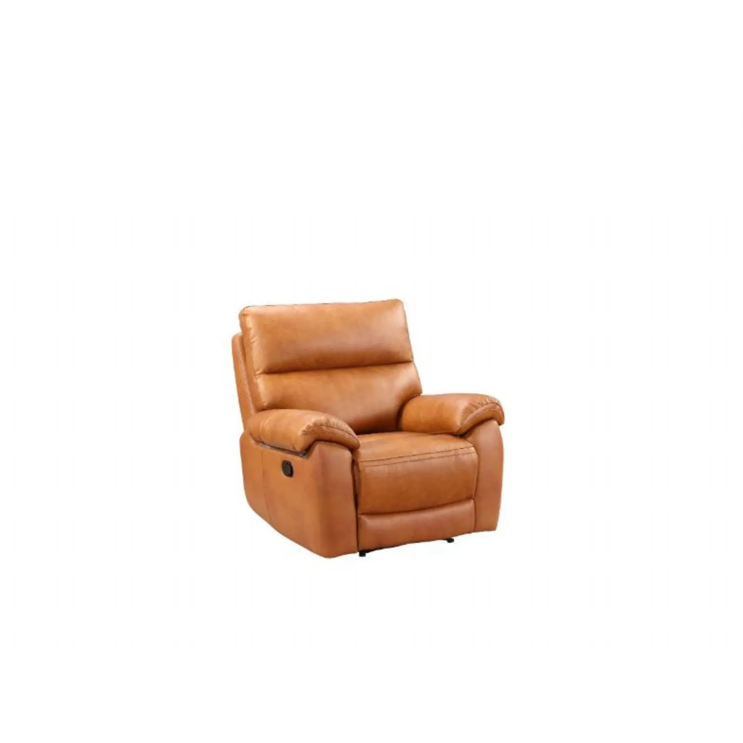 Tan Brown Leather Padded Manual Recliner Armchair