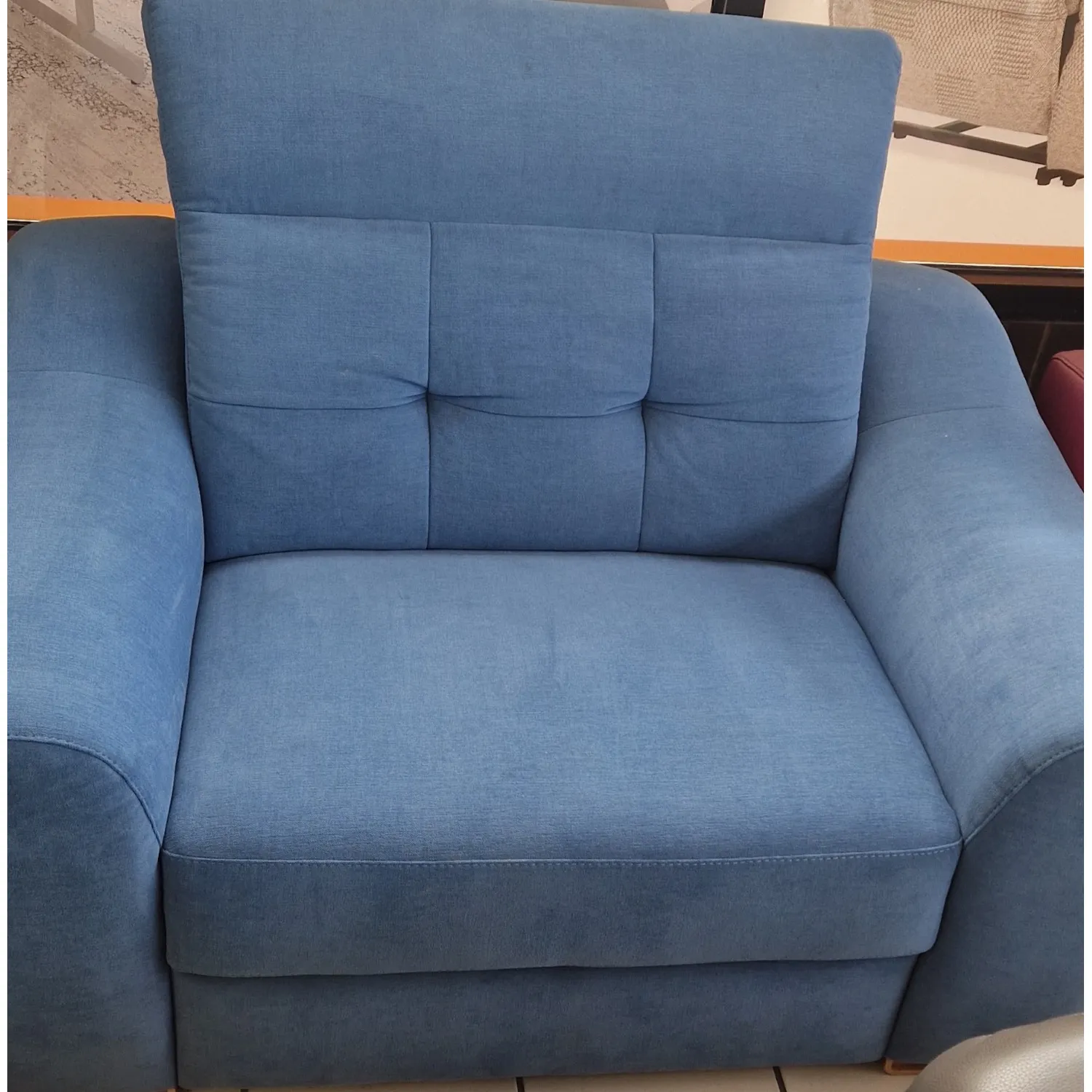 Blue Fabric Cuddle Armchair 130cm