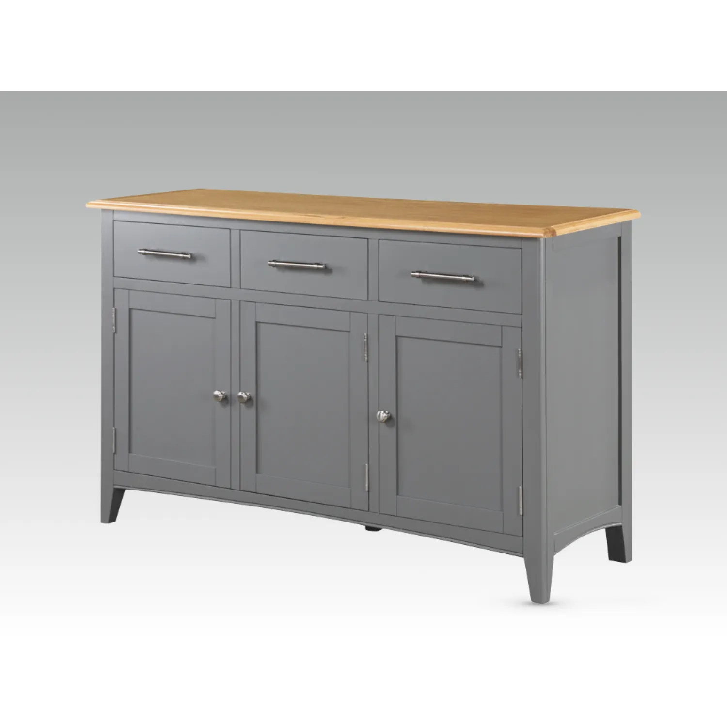 Solid Oak and Grey Painted 3 Door Sideboard