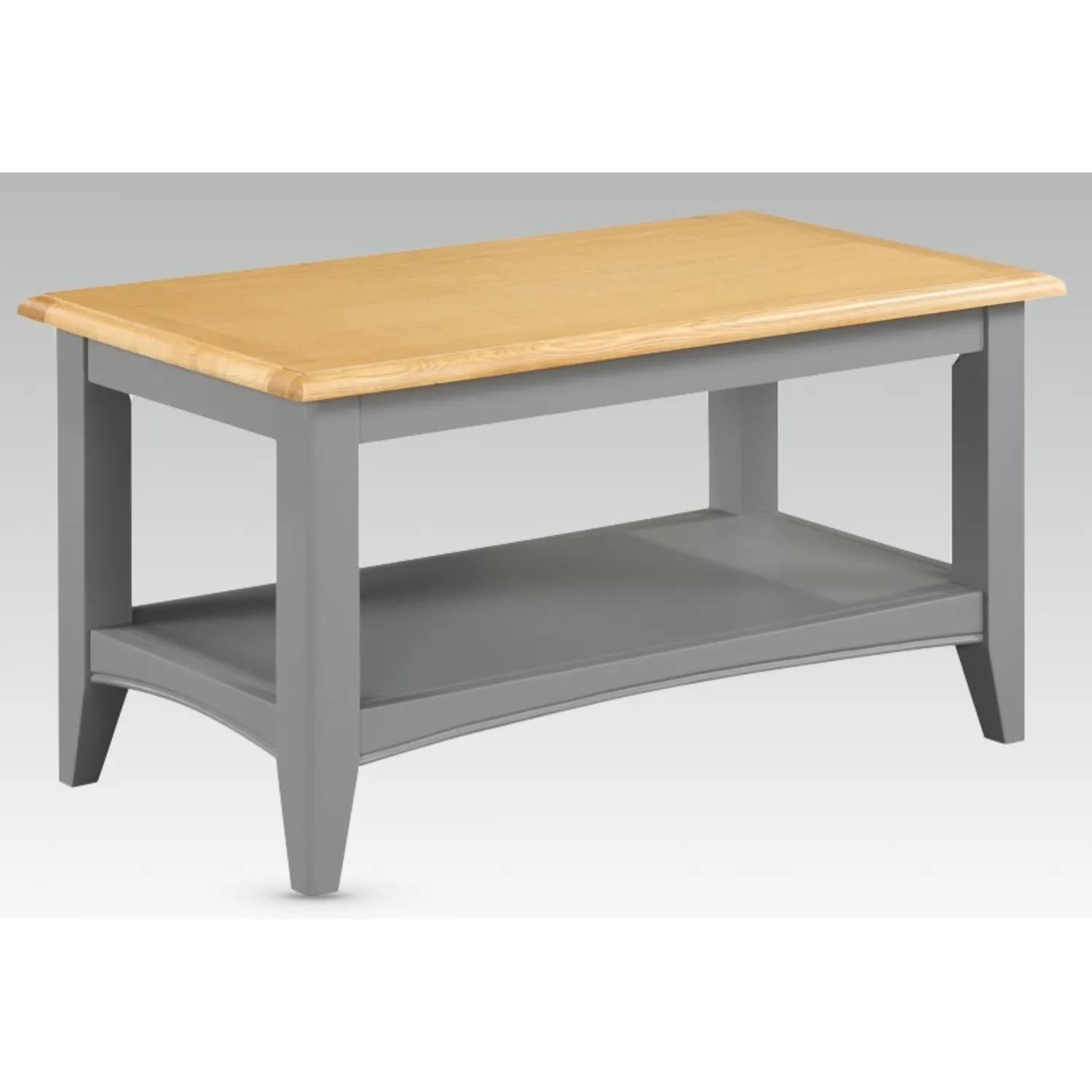 Solid Oak and Grey Painted Coffee Table with Shelf