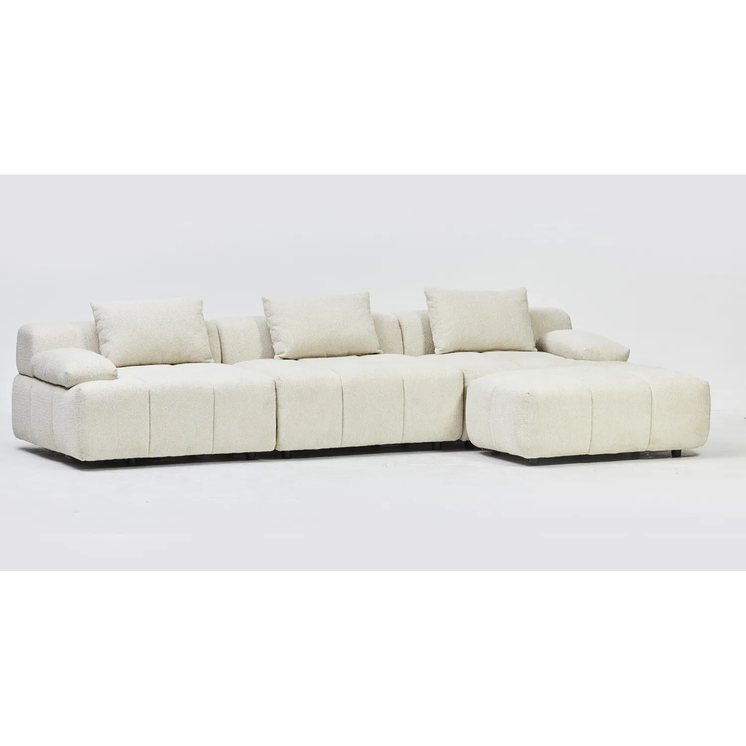 Corner Sofa with Additional Stool in Mikah Vanilla Fabric