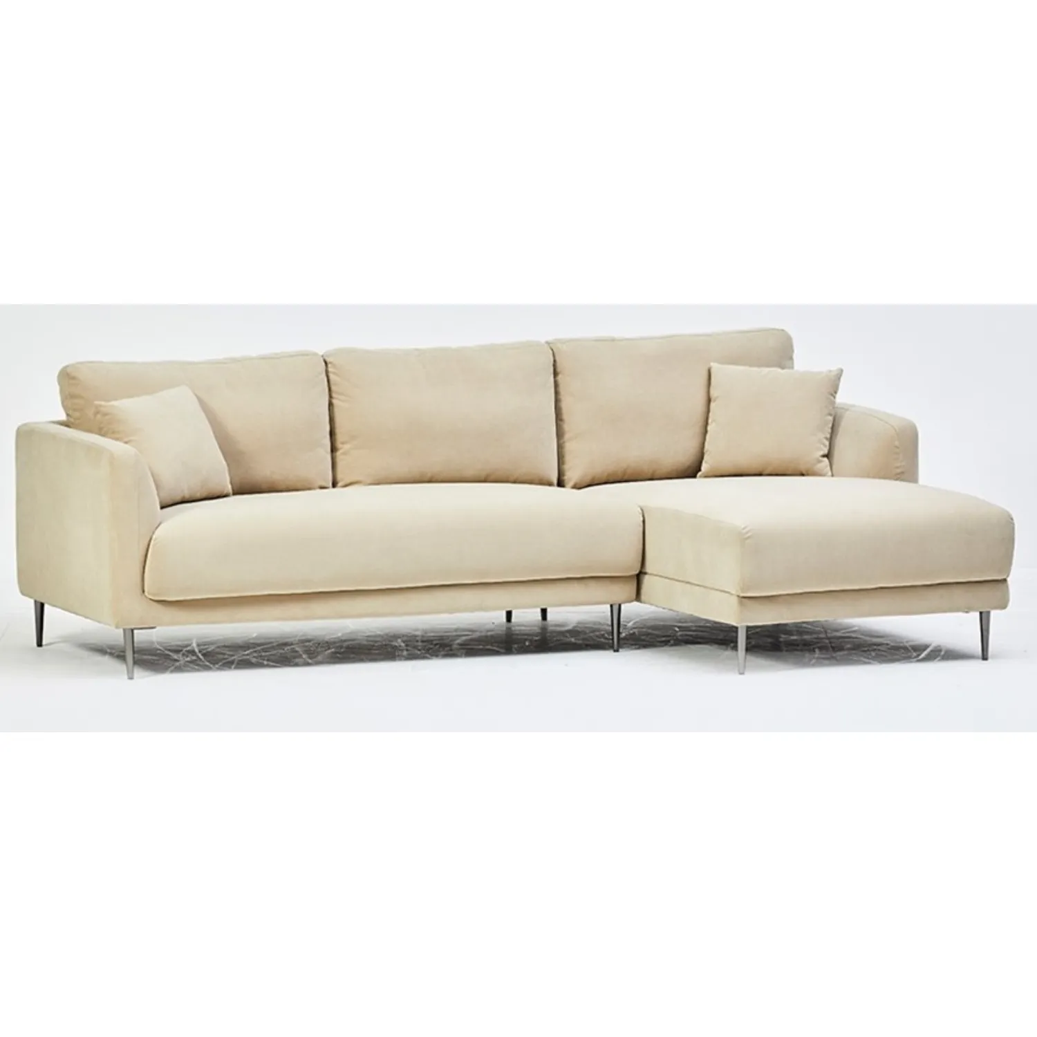 Corner Sofa with Right Chaise in Nordic Wickes Beige Fabric