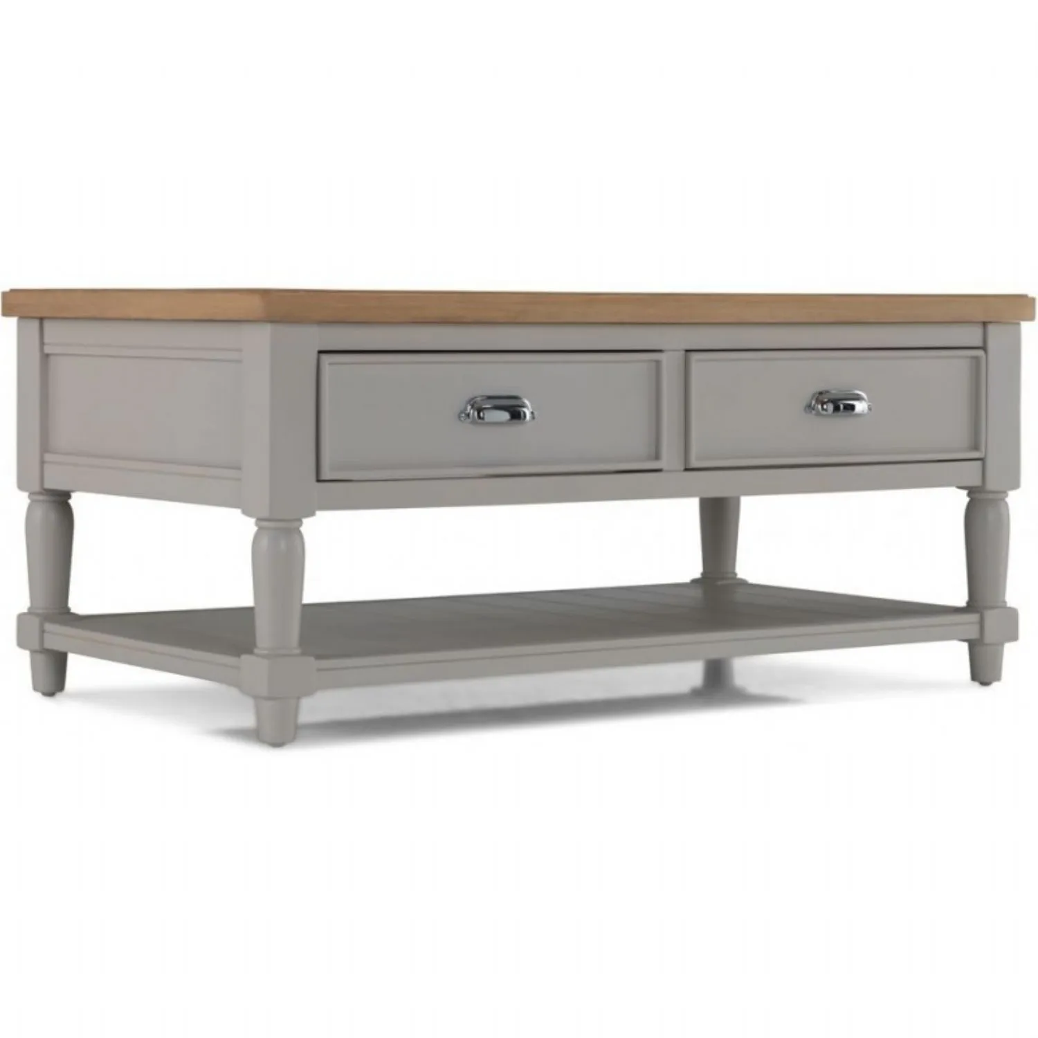 Oak and Grey Painted 2 Drawer Coffee Table