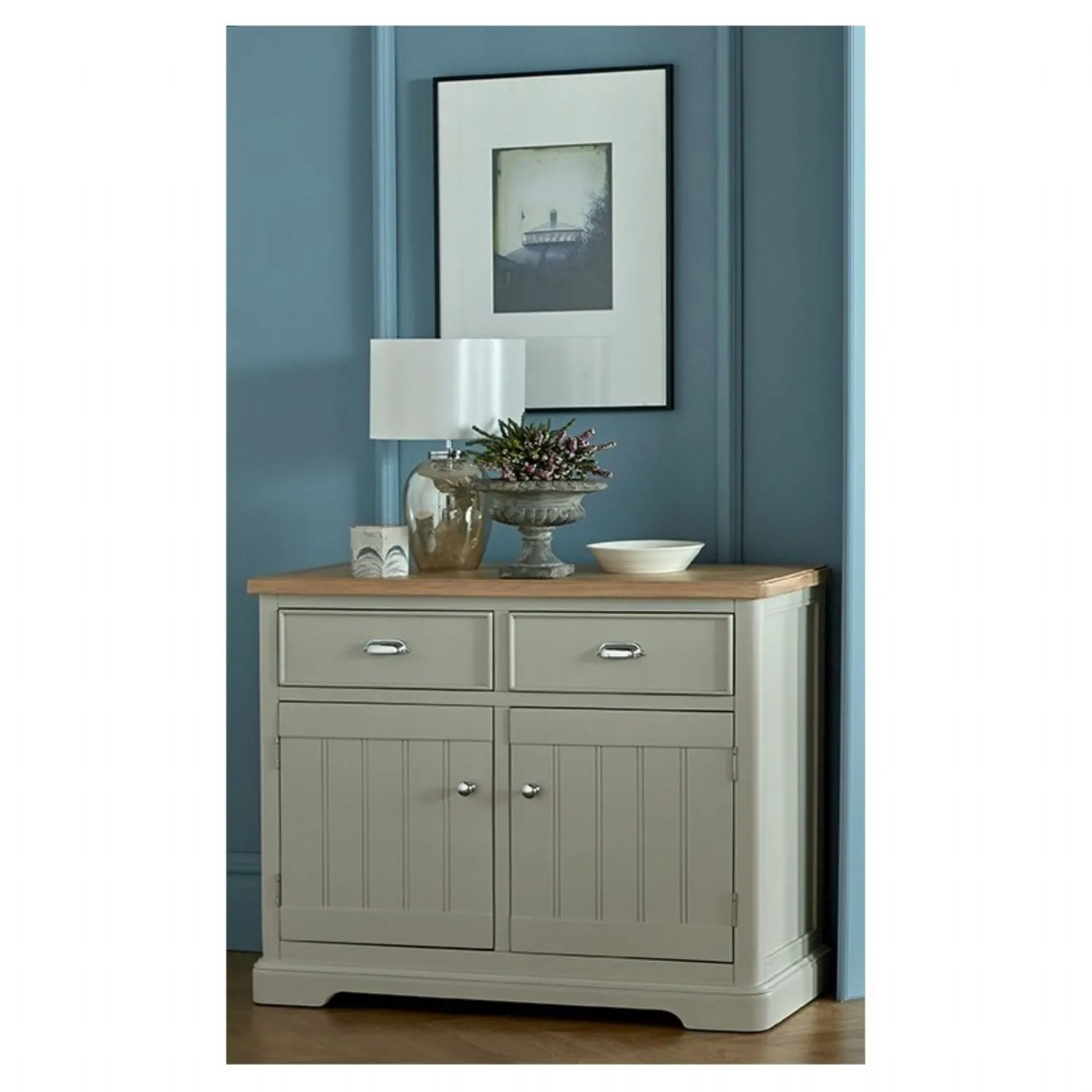 Oak And Grey Painted Small Sideboard