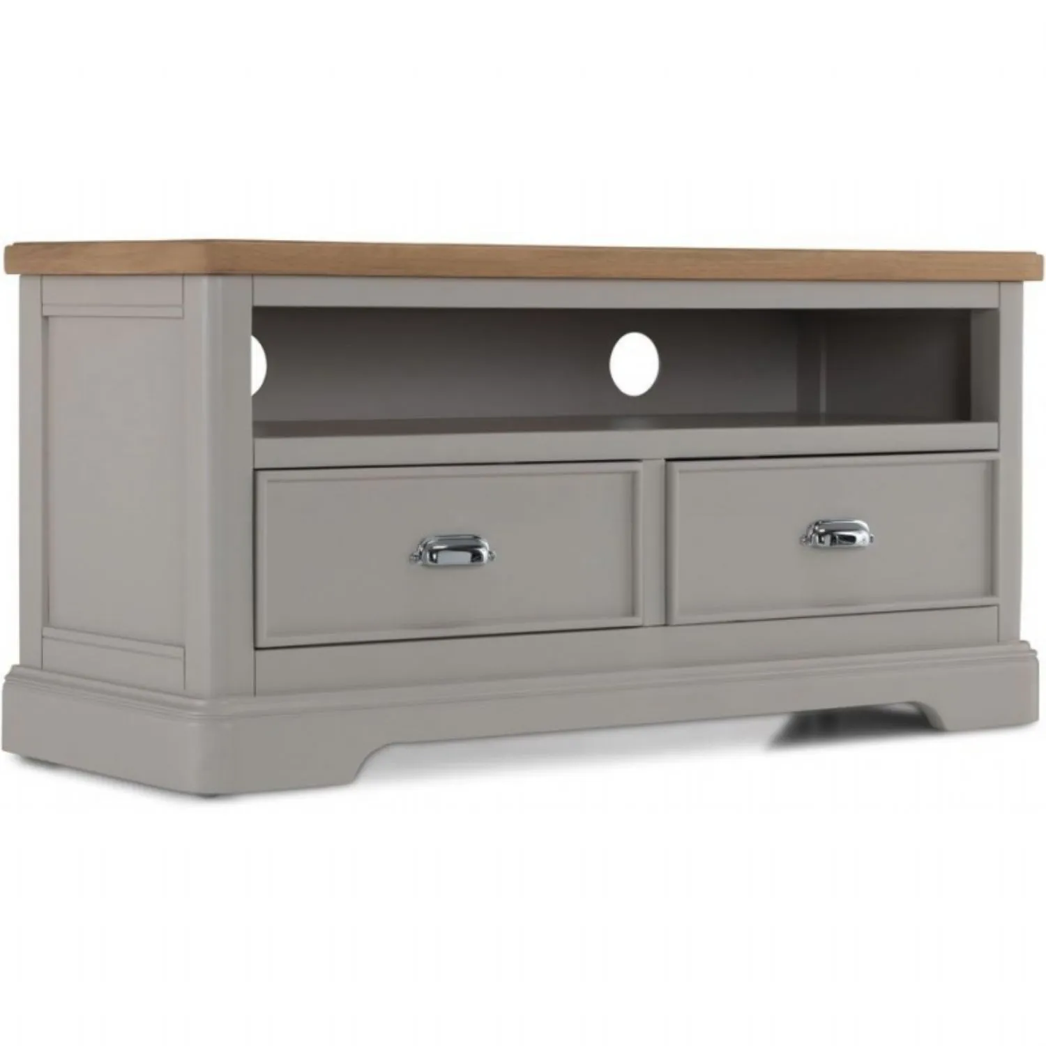 Oak and Grey Painted 2 Drawer TV Cabinet