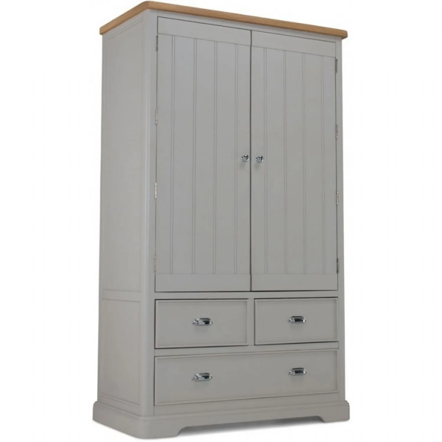 Oak and Grey Painted Large Double Larder