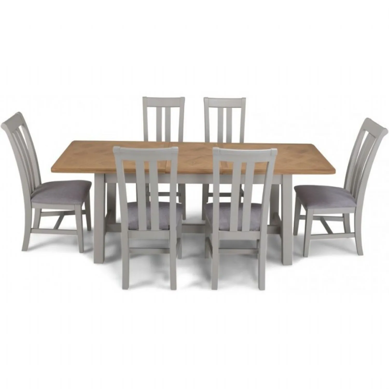 Oak and Grey Painted 1.6 Extending Table and 6 Chairs