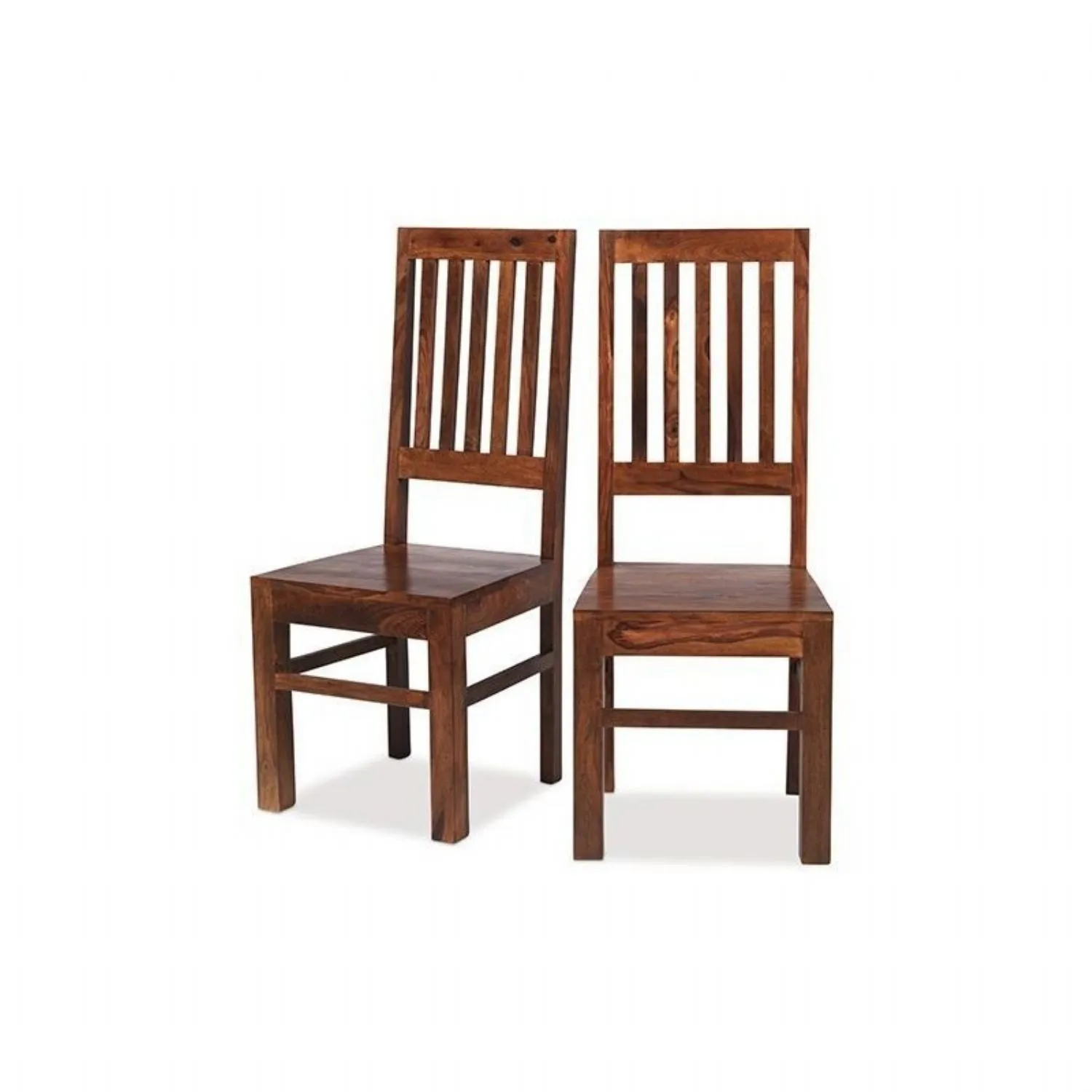 Indian Sheesham High Back Slatted Dining Chair with Solid Seat