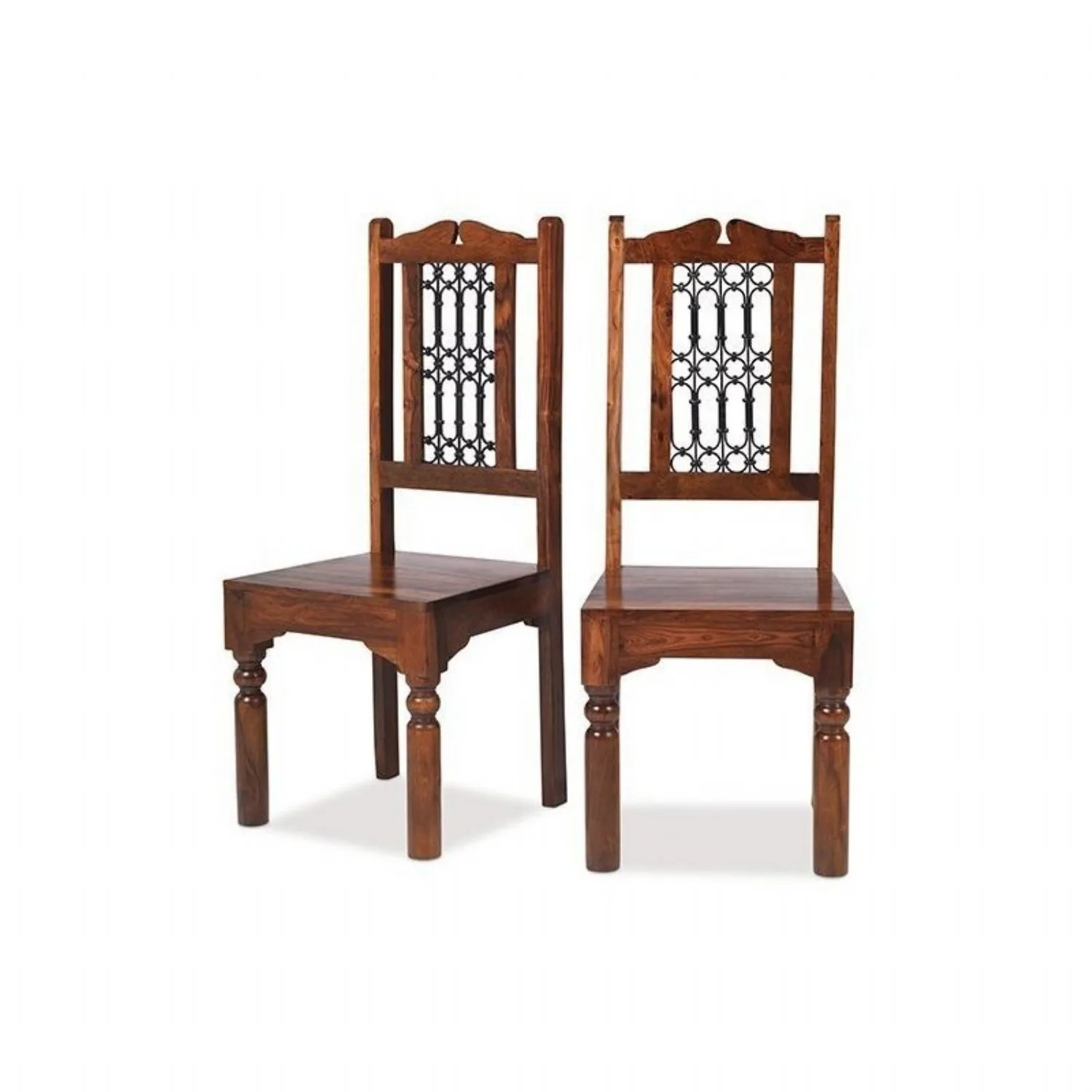 Indian Sheesham High Back Dining Chair with Solid Seat