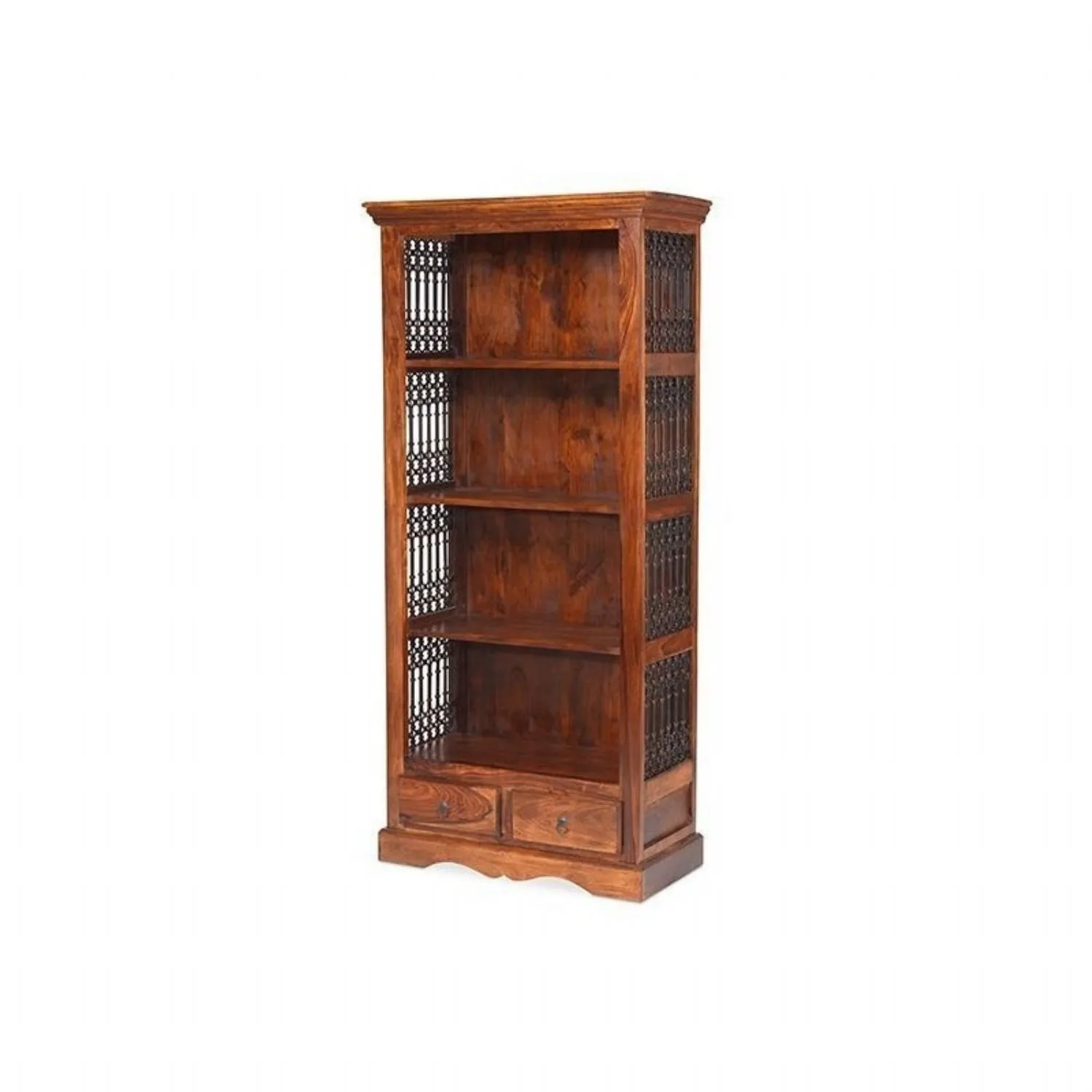 Indian Sheesham Tall 2 Drawer Bookcase