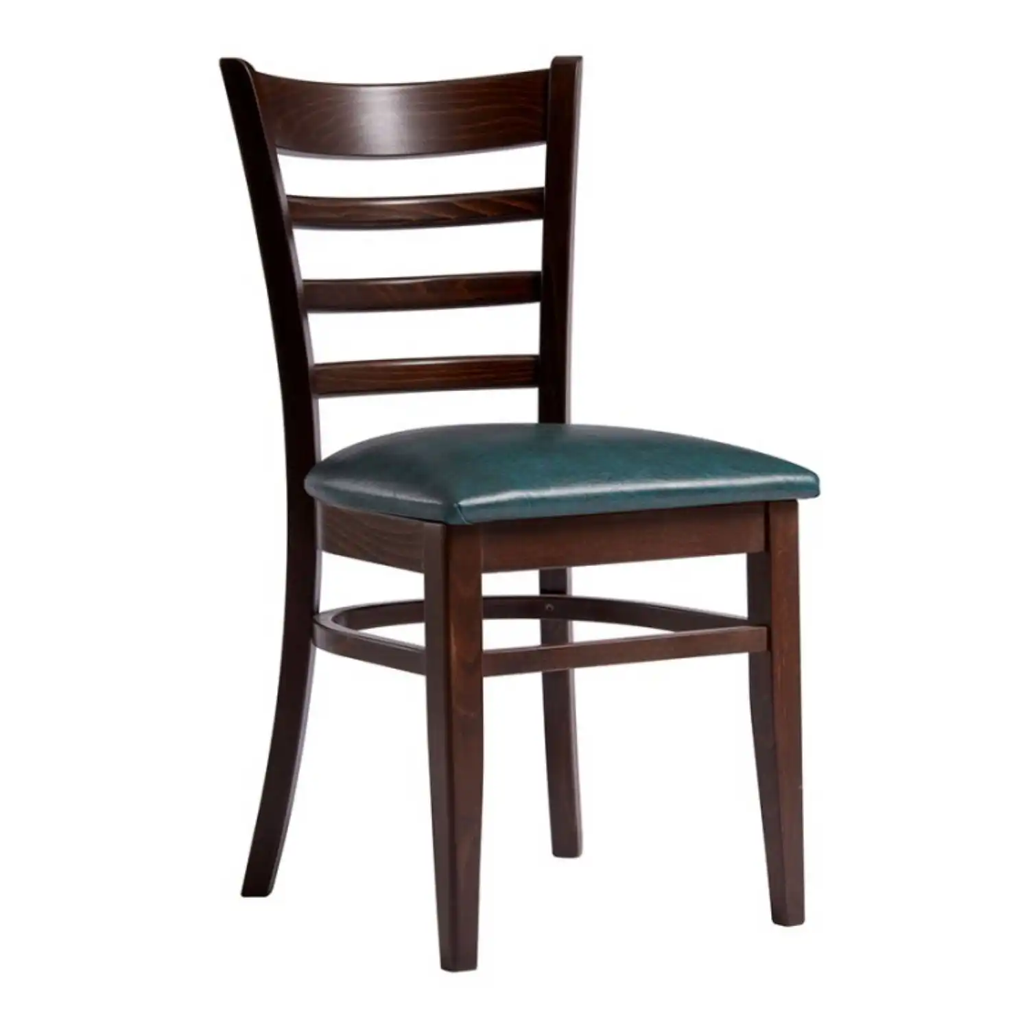 Dining Chair in Dark Solid Wood and Upholstered Leather Seat