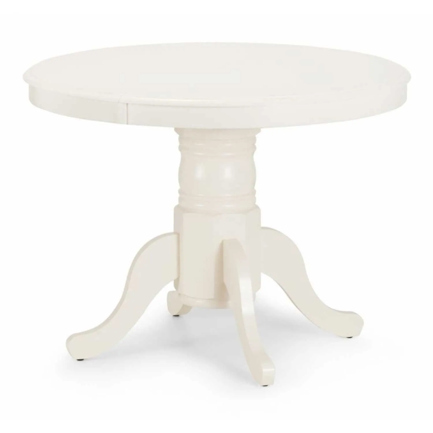 Ivory Painted Extending Dining Table Round to Oval with Single Pedestal Base
