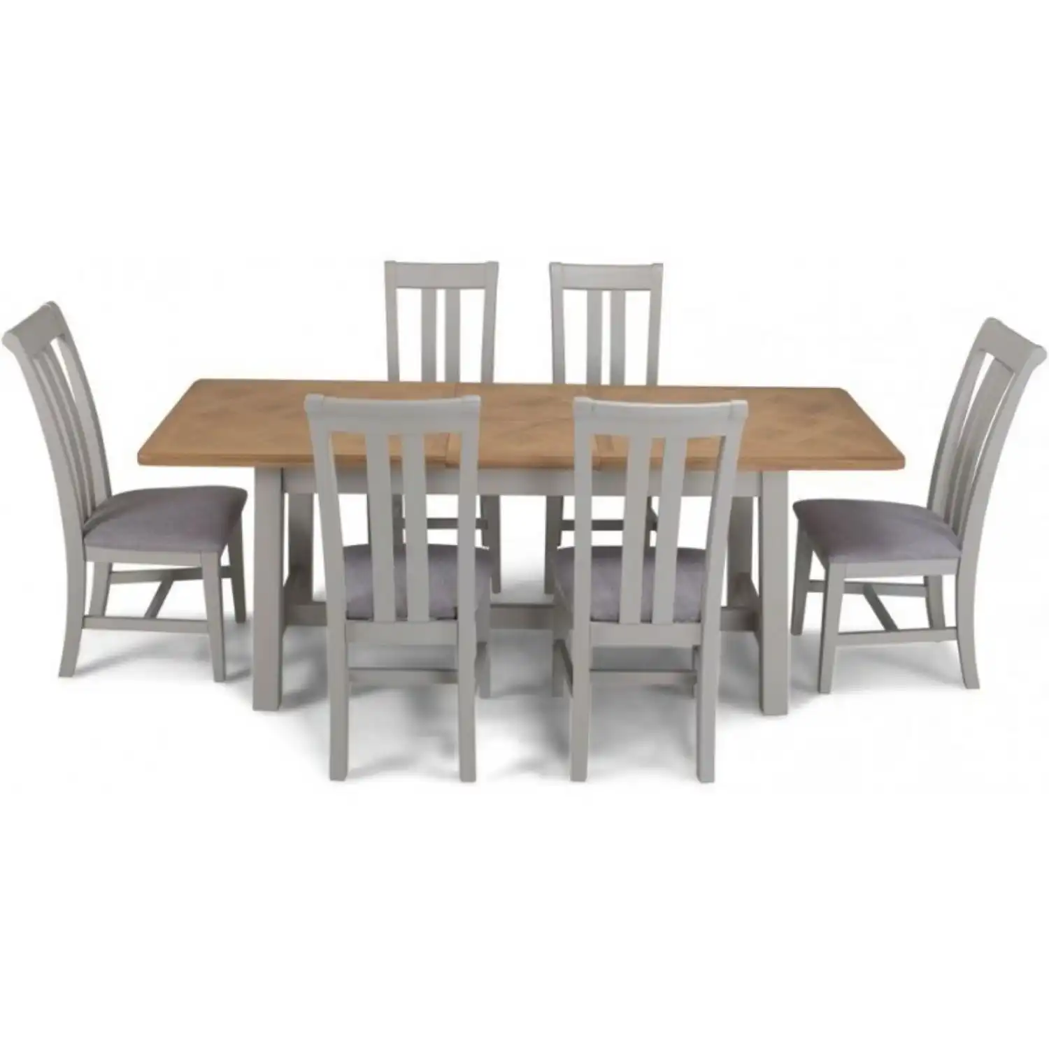 Newbury Oak And Grey Painted 1.6 Extending Table And 6 Chairs
