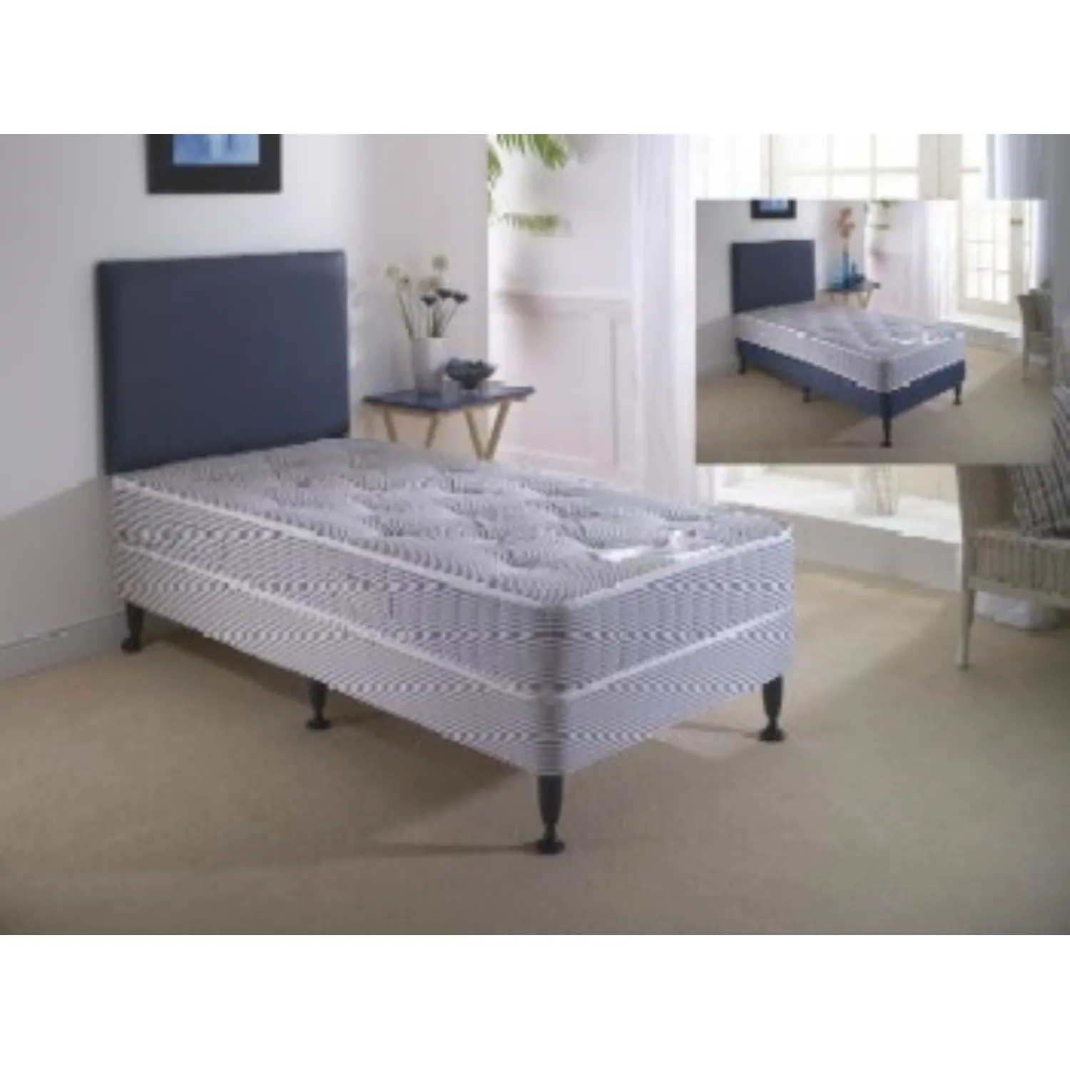 Cotton Damask Contract Divan Set on Legs