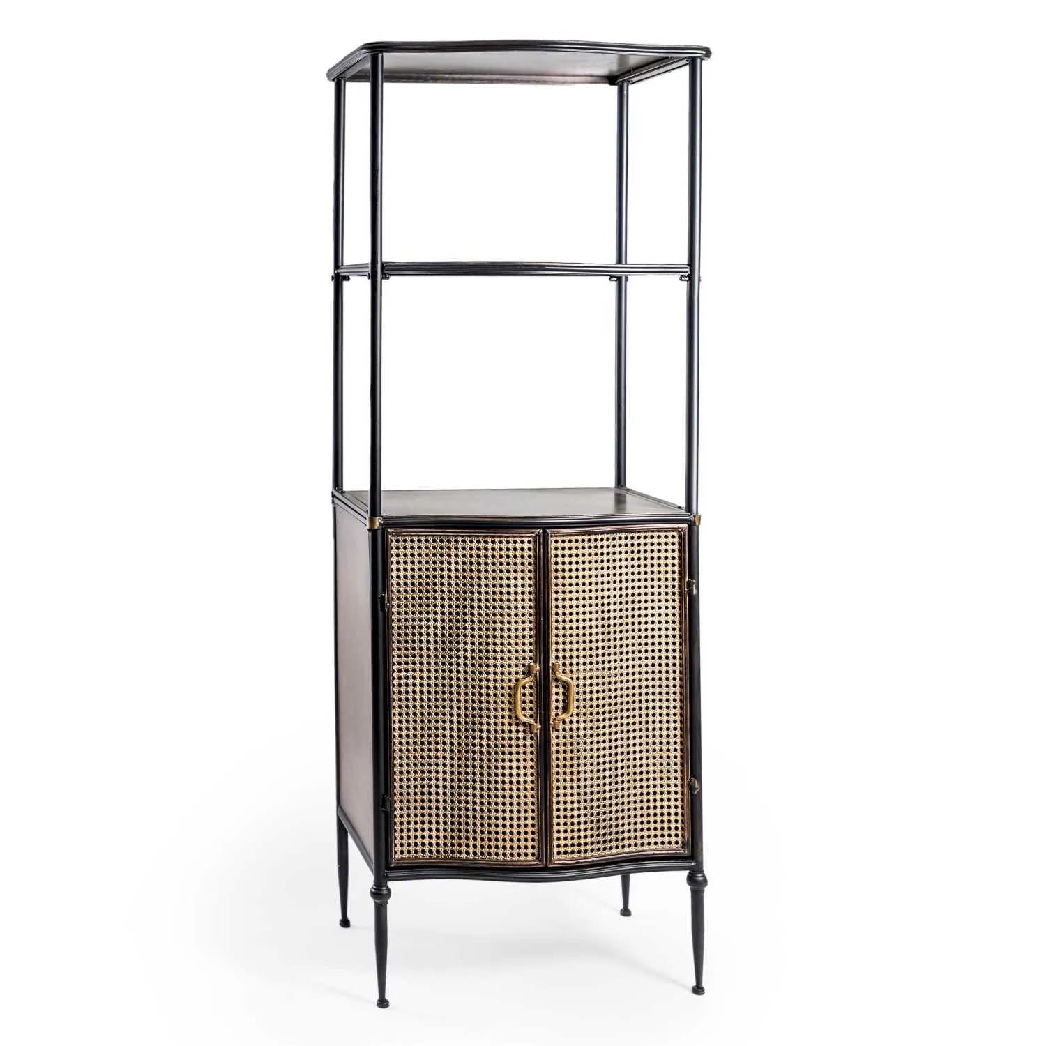 Black Metal Tall Shelving Unit with Cupboard Base
