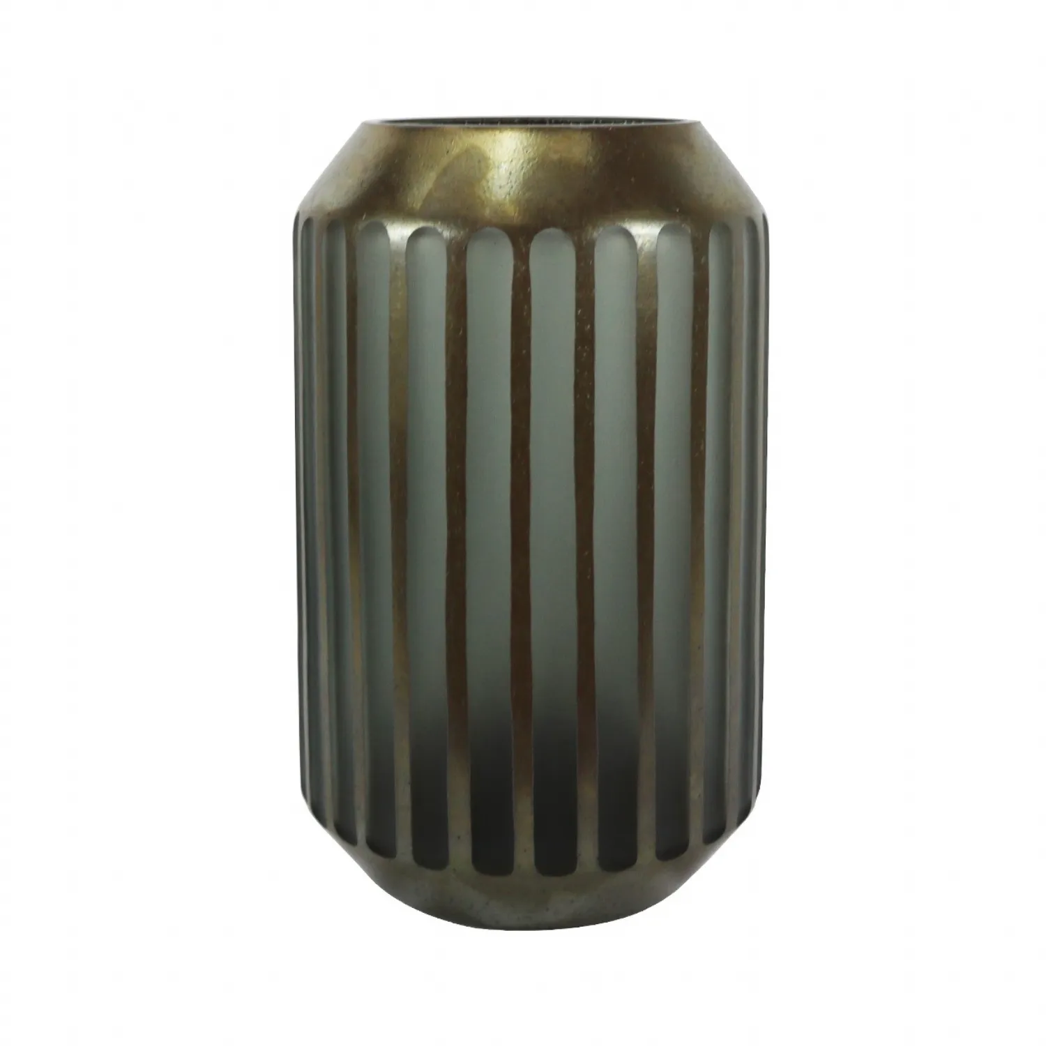 32. 5cm Coffee Brown And Grey Pleated Design Vase