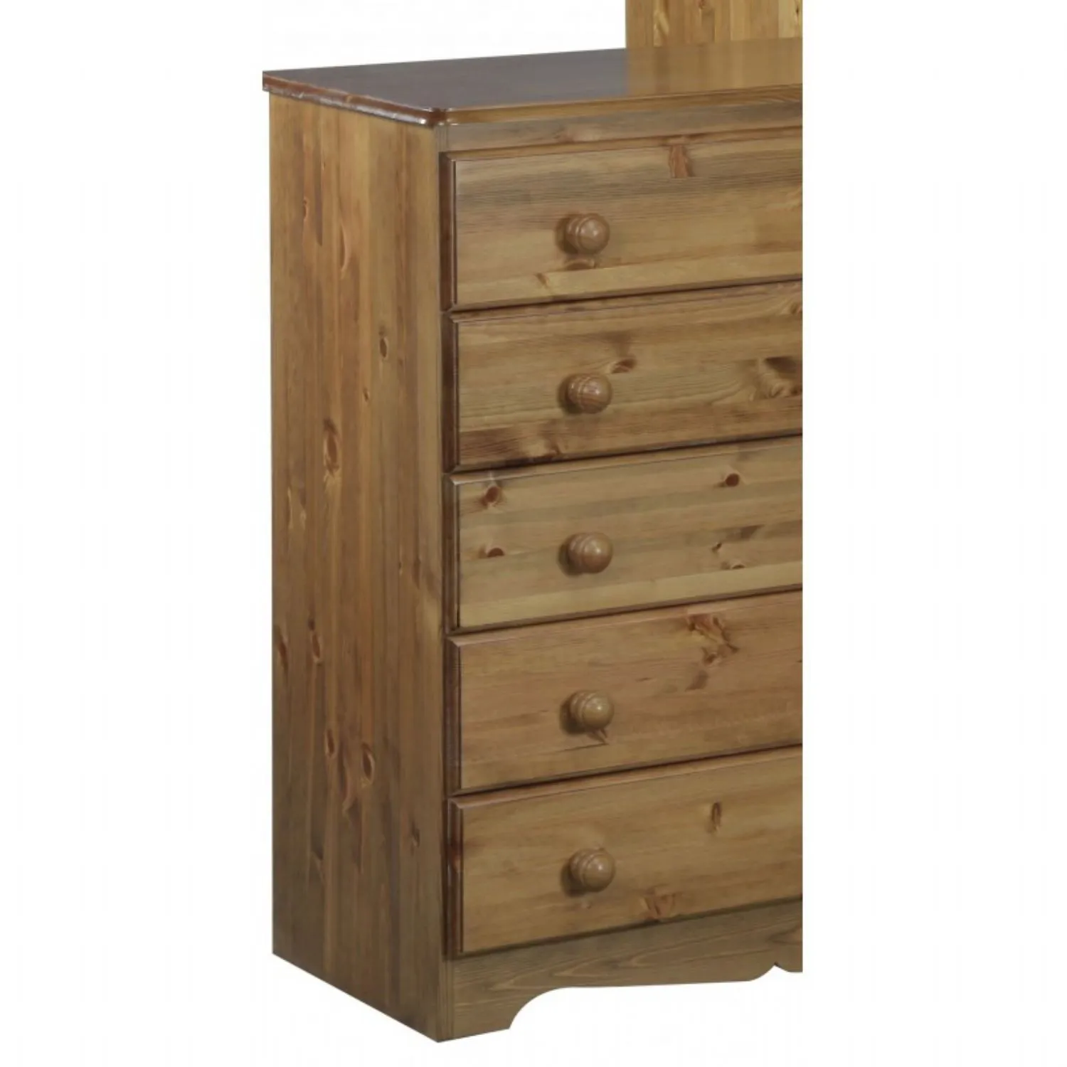 Solid Pine and Painted Narrow Chest of 5 Drawers