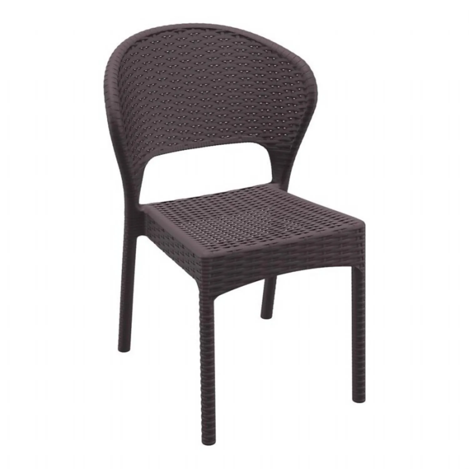 Outdoor Brown Rattan Stacking Side Chair