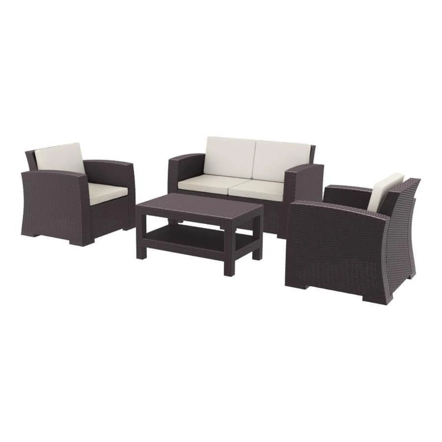 Outdoor 4 Piece Brown Sofa Set