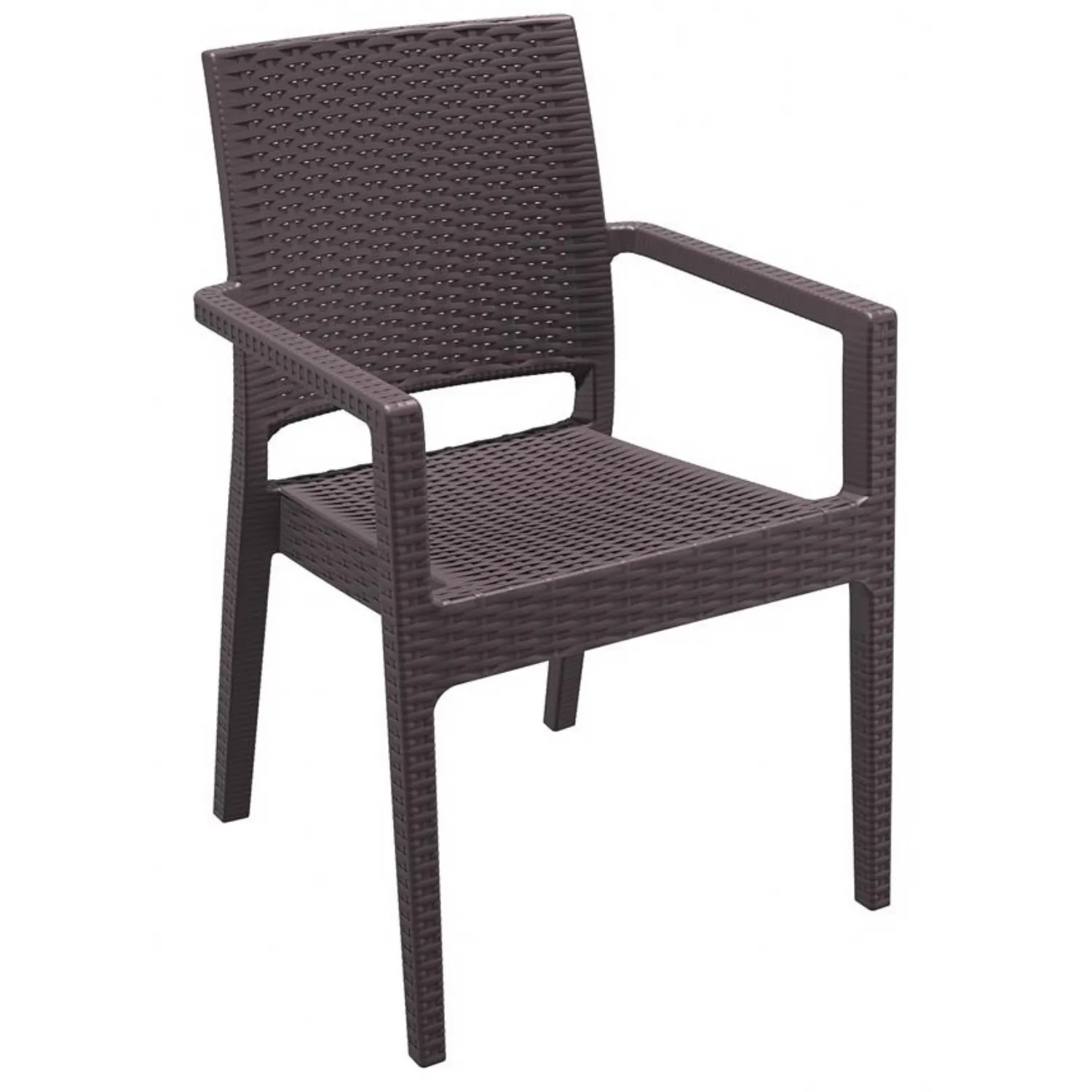 Stacking Arm Chair Brown Weather Resistant